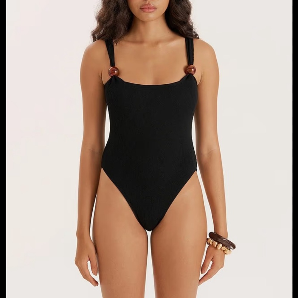 Classic Black One-Piece Swimsuit with Accent Ring Straps